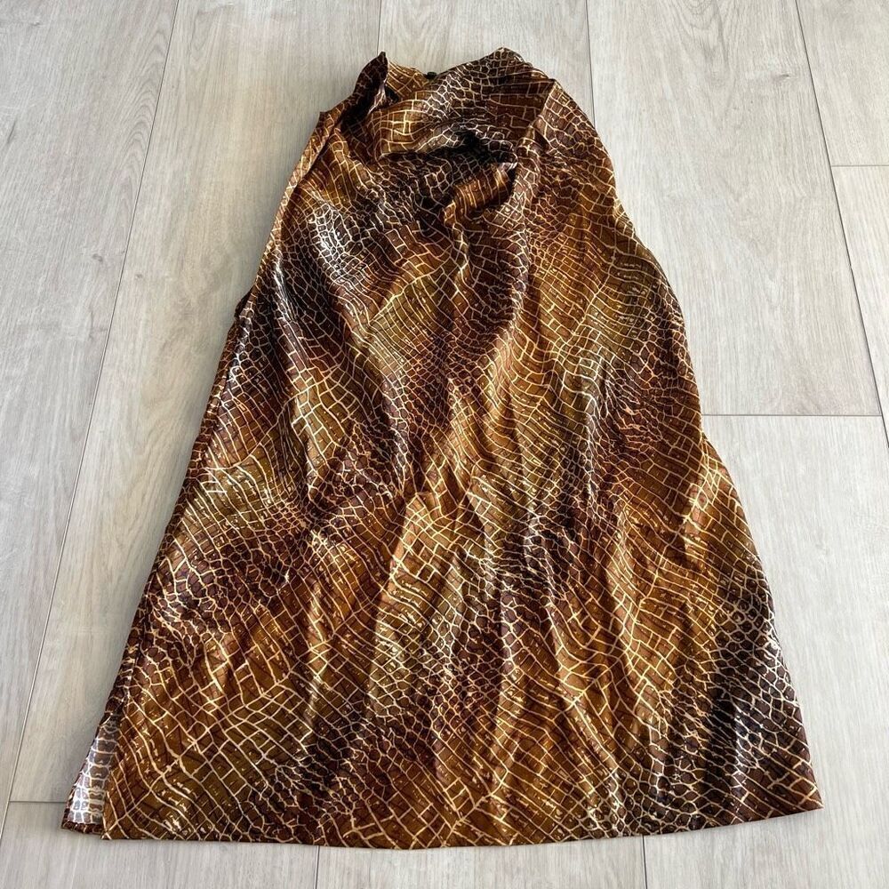 REISS Women's Talia-Croc Print Tops - Bronze Size 6